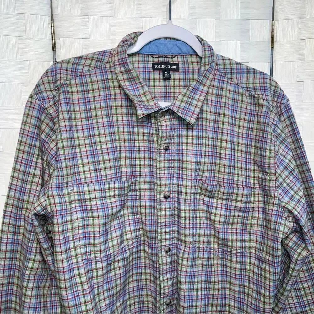 Toad & Co Flannagan Long Sleeve Plaid Button Down Shirt Mens Size XL Flannel